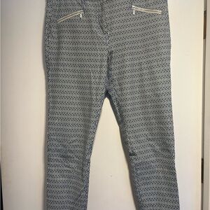 J McLaughlin Women’s Pants  Size 8 Green Beige Geometric Print Zip Pants